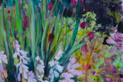 (Ref - 1: ET1) Corner of a garden, acrylic and ink on paper, framed 68x55cms, £360