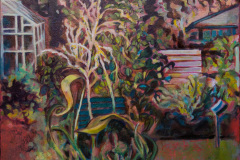 (Ref - 22: ET11) Urban garden, acrylic on canvas, 50x50cms, £330