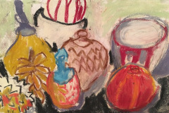 (Ref - 17: JJ7) Still Life on Black Table Top, pastel on paper, 44x 36 cms, £235, framed