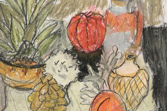 (Ref - 14: JJ5) Still Life with Diamond Ceramic pot, pastel on paper, 34 x 33 cms, £235, framed