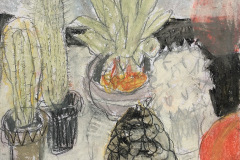 (Ref - 15: JJ1) Still Life with Pine Cone, pencil and pastel on paper, 34 x 33 cms, £235, framed