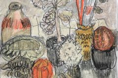 (Ref - 5: JJ4) Still Life with Plant, pencil and pastel on paper, 34 x 33 cms, £235, framed