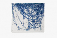 Unravelling 2 Stack-fuse with screen printing on Bullseye Glass 16 x 18.5 x 1.5 cm