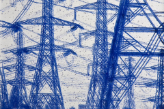Pylons: stack-fuse with screen printing on Bullseye Glass 16 x 18.5 x 1.5 cm