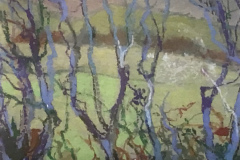 Title: Upland Hedge - Type: Oil, white frame, window mounted, glass - Size: 385x315 including frame - Ref: ART27J/F - Cost: £112 Gallery, £38 Foodbank