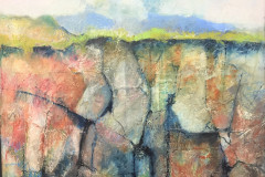 Title: Worked Quarry - Type: Mixed media, broad, thin black frame - Size: 615x615 including frame - Ref: ART21J/F - Cost: £300 Gallery, £100 Foodbank