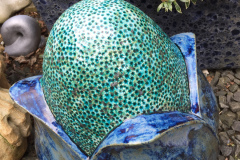 Title: FLOWERHEAD, blue/green glaze - Ref: DKSCU17 - Cost: £475