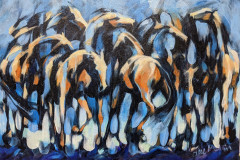 Sue Malkin ‘ Horses in the Mist’, Oil on Canvas, 910x710, £595